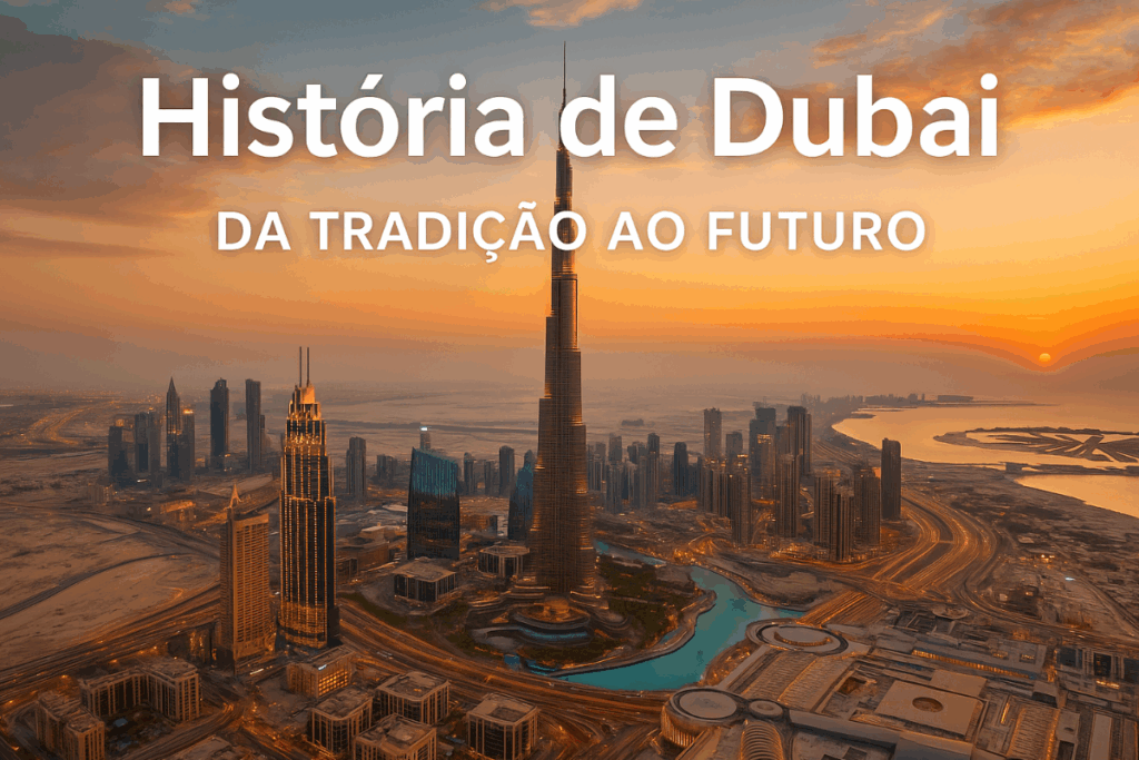 História de Dubai, de vila de pescadores a cidade futurista com arranha-céus e ilhas artificiais. Legenda: Dubai: uma cidade que une tradição árabe e modernidade futurista.
