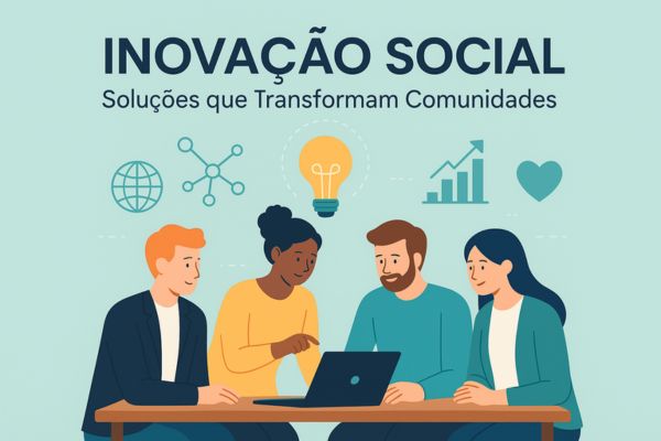 Pessoas colaborando em projetos de inovação social para transformar comunidades.
