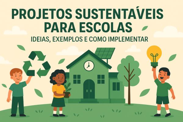 Escola sustentável com horta e energia solar.
