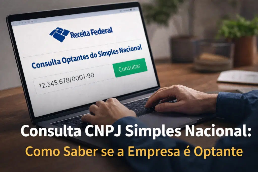 Consulta CNPJ Simples Nacional no portal da Receita Federal para verificar se empresa é optante