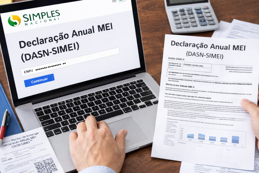 Declaração Anual MEI DASN-SIMEI sendo preenchida no portal do Simples Nacional