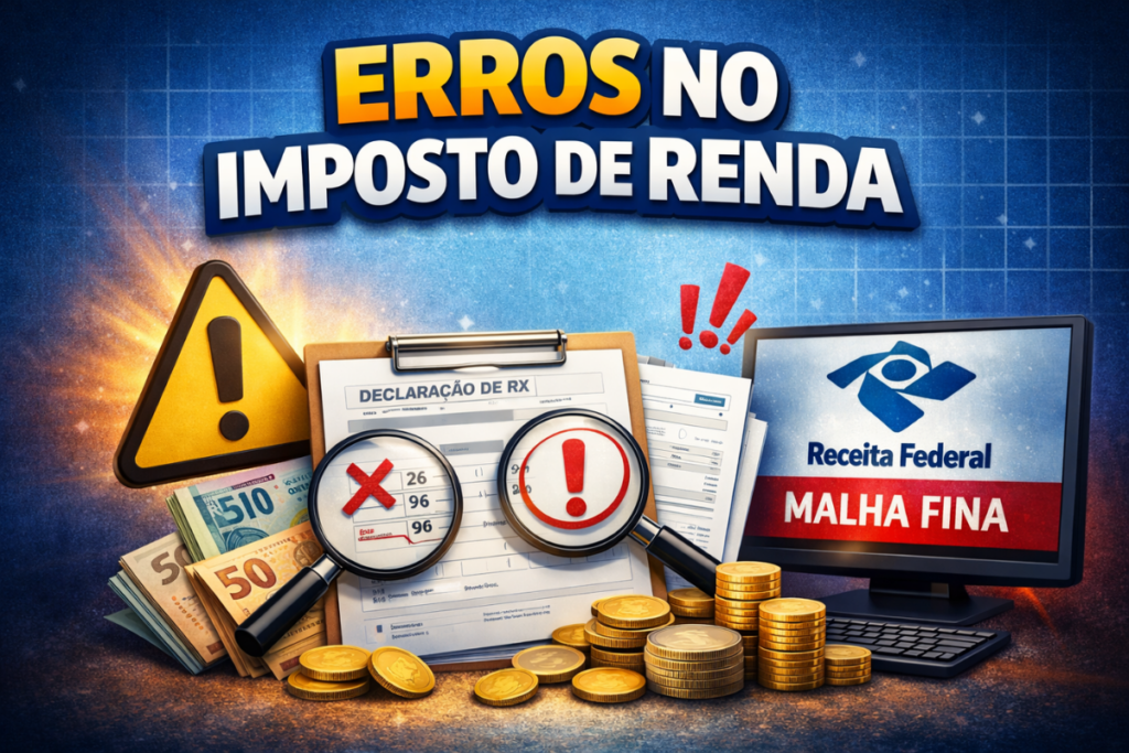 Erros imposto de renda 2026 que levam à malha fina e como evitar problemas na declaração.