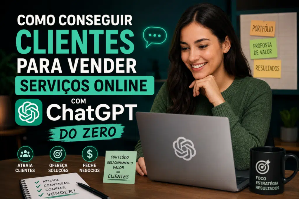Profissional utilizando notebook para entender como conseguir clientes para vender serviços online com chatgpt além de estratégias digitais usando inteligência artificial.
