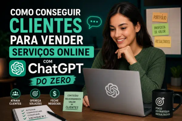 Profissional utilizando notebook para entender como conseguir clientes para vender serviços online com chatgpt além de estratégias digitais usando inteligência artificial.