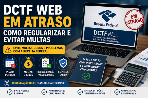 Imagem ilustrativa sobre DCTF Web em atraso mostrando como regularizar a declaração e evitar multas da Receita Federal