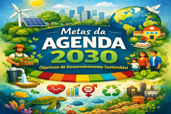 Metas da Agenda 2030 explicadas com os Objetivos de Desenvolvimento Sustentável e ações de sustentabilidade.