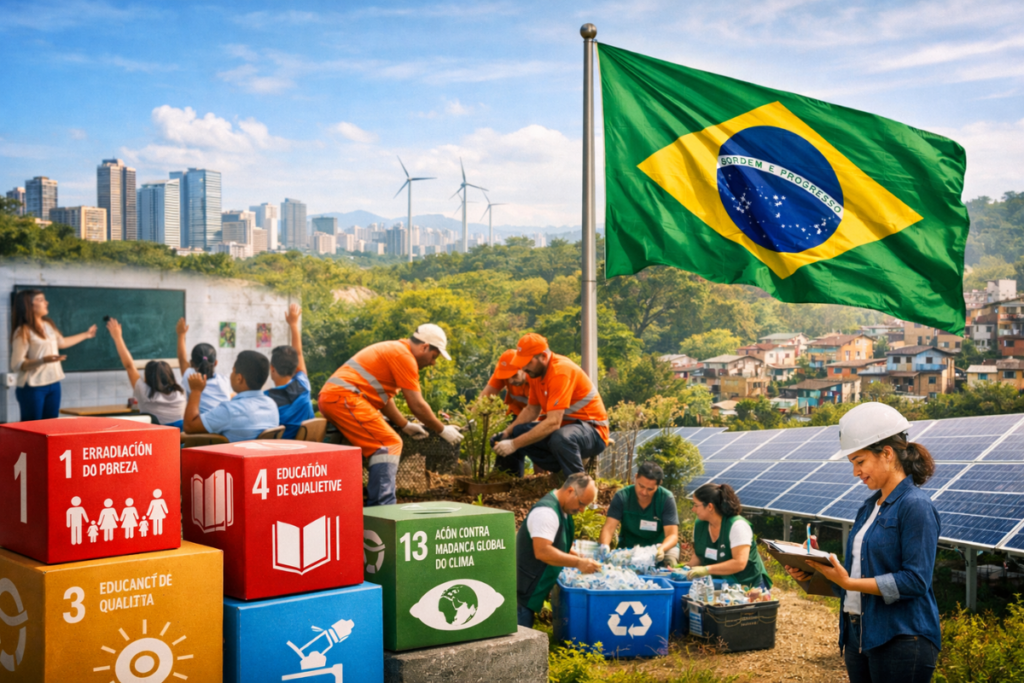 ODS no Brasil sendo aplicados na prática com energia solar, reciclagem, educação e ações sustentáveis