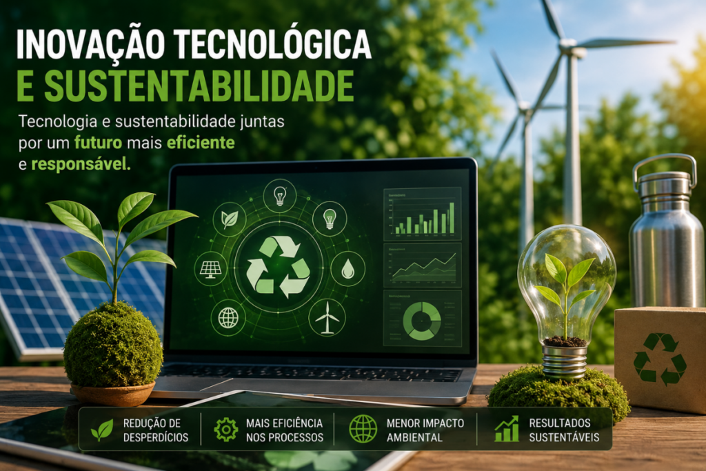 Inovação tecnológica e sustentabilidade com energia renovável, reciclagem, eficiência energética e soluções ambientais inteligentes