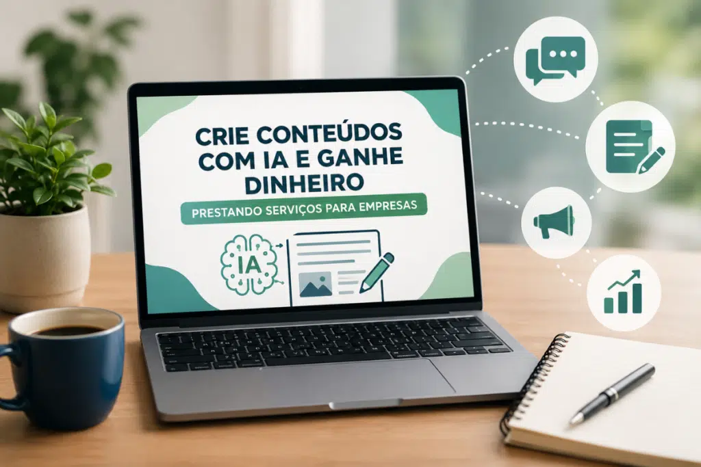 Como ganhar dinheiro criando conteúdos com IA para empresas utilizando inteligência artificial na produção de conteúdo digital.