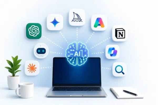 Ferramentas de inteligência artificial para ganhar dinheiro online utilizadas na criação de conteúdo, produtividade e serviços digitais.