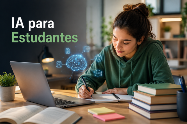 Inteligência Artificial para estudantes auxiliando nos estudos.