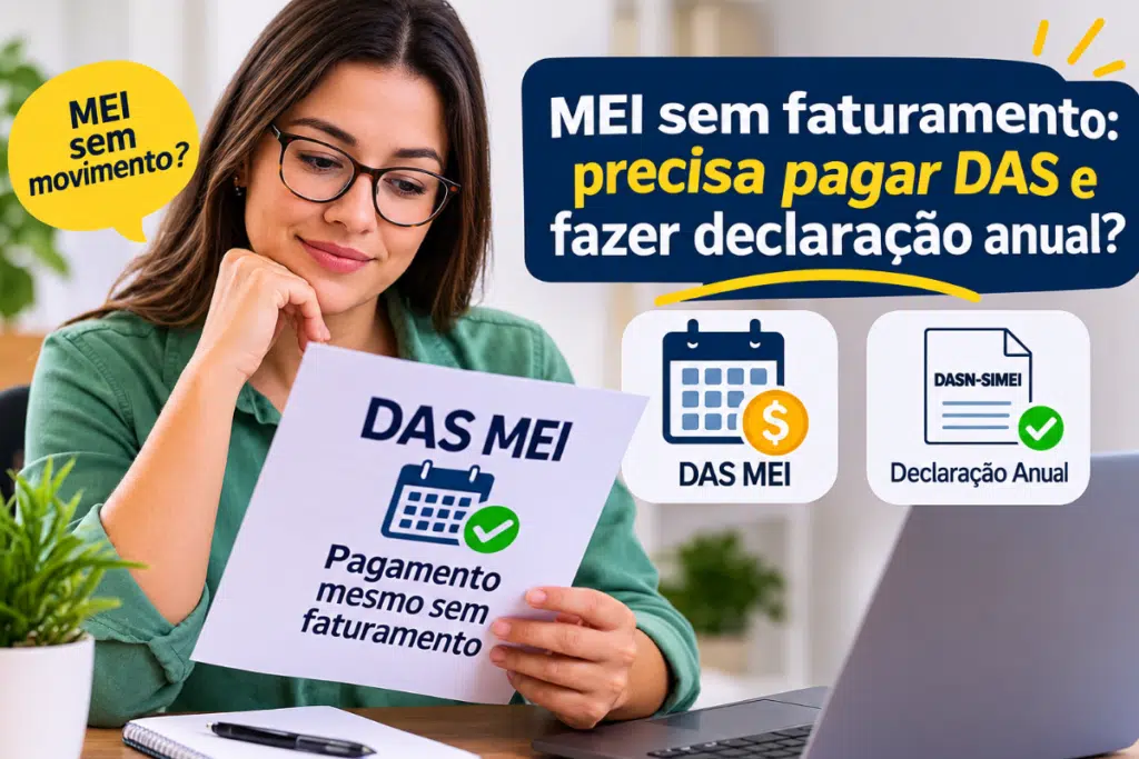 MEI sem faturamento organizando o pagamento do DAS e a declaração anual DASN-SIMEI